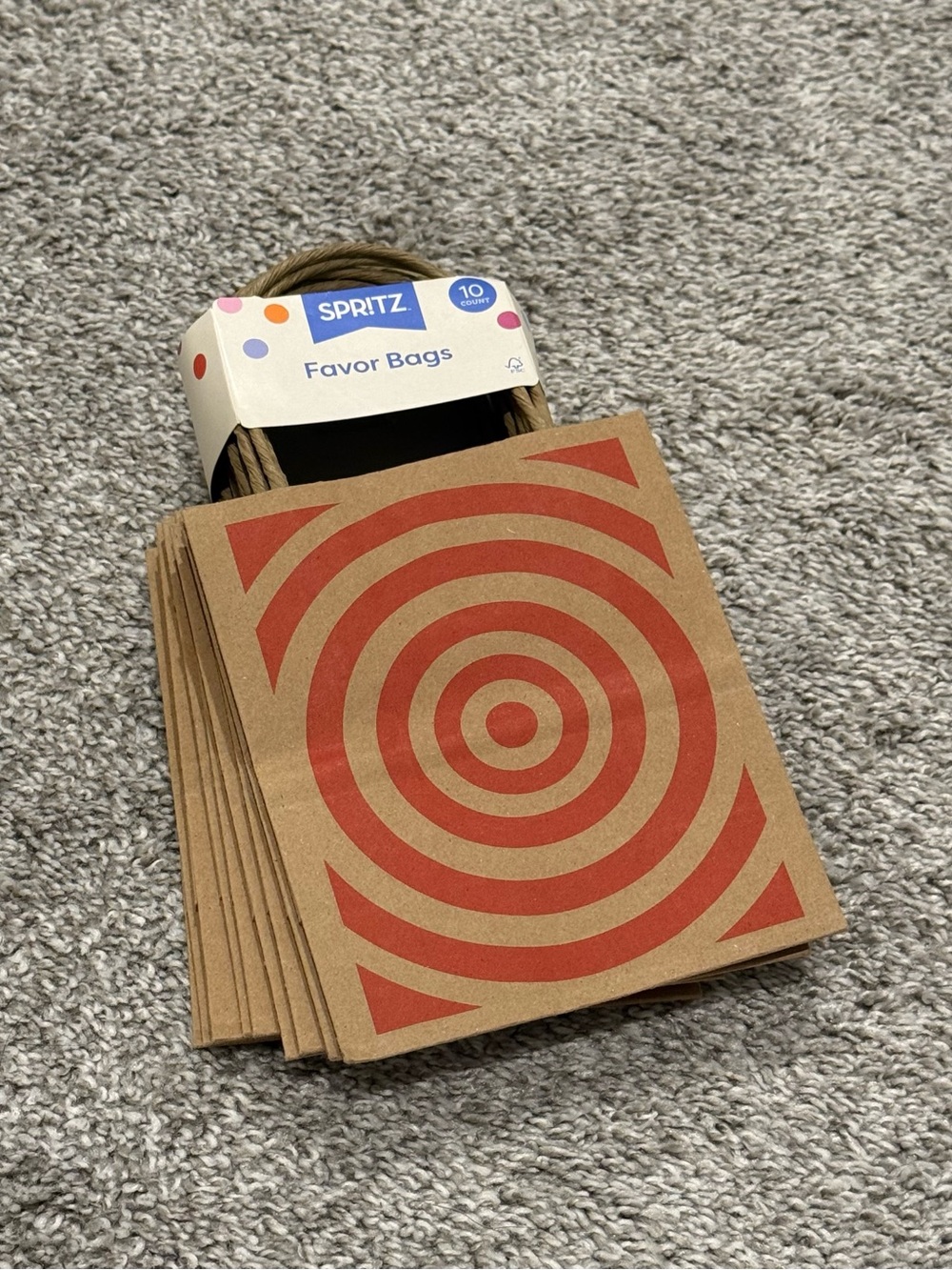 Brand New Mini Target Spritz Brown Kraft Party Favor Bags 10 Count
